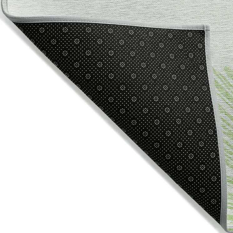 8' X 10' Artichoke Green And Ivory Abstract Washable Indoor Outdoor Area Rug