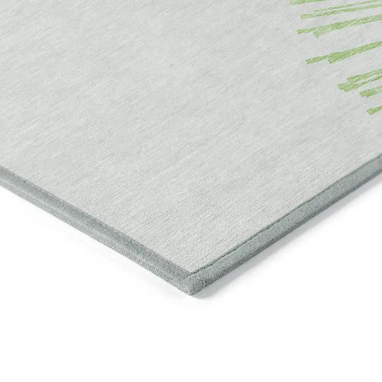 8' X 10' Artichoke Green And Ivory Abstract Washable Indoor Outdoor Area Rug