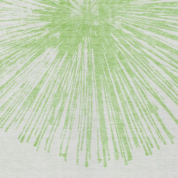 8' X 10' Artichoke Green And Ivory Abstract Washable Indoor Outdoor Area Rug