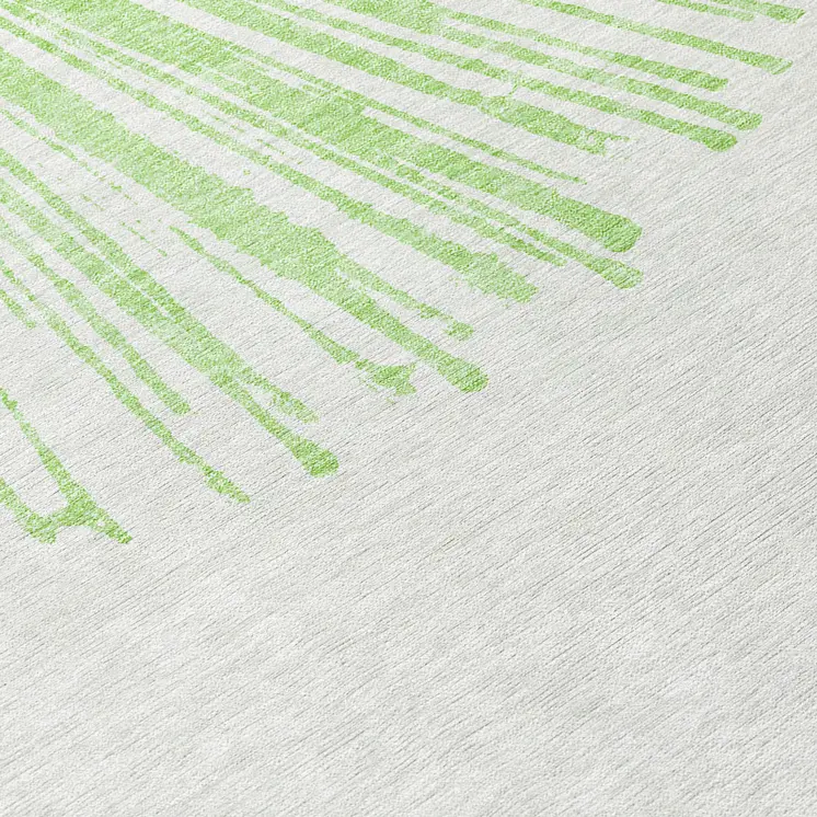 8' X 10' Artichoke Green And Ivory Abstract Washable Indoor Outdoor Area Rug