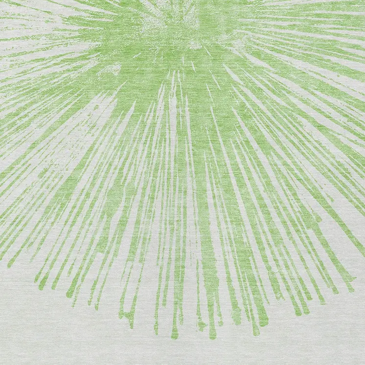 9' X 12' Artichoke Green And Ivory Abstract Washable Indoor Outdoor Area Rug