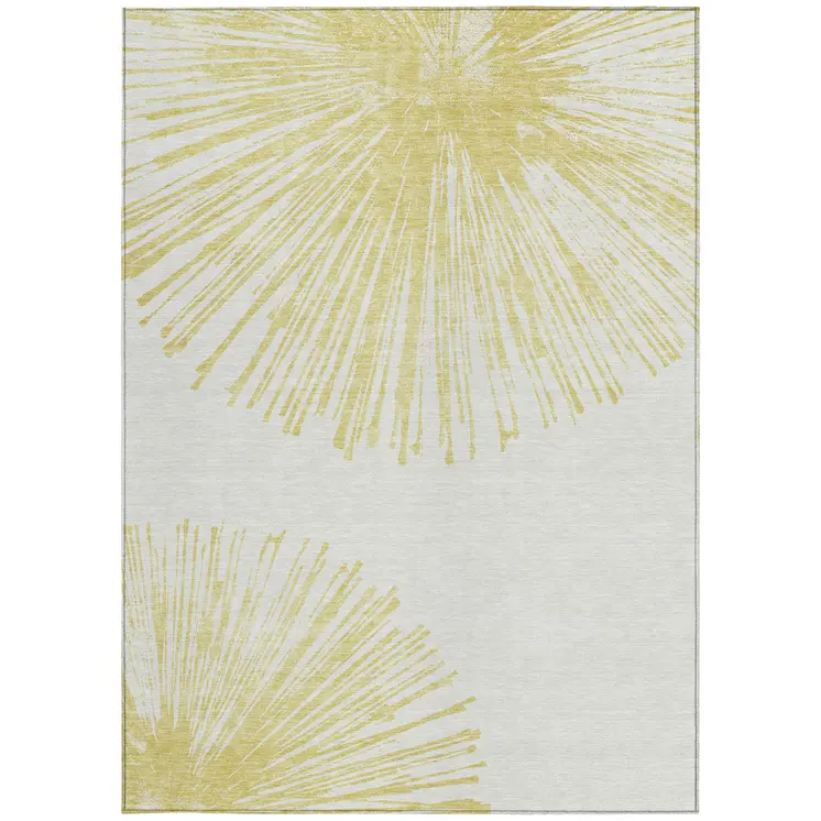 5' X 8' Beige And Ivory Abstract Washable Indoor Outdoor Area Rug