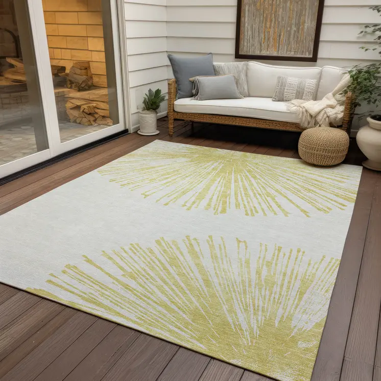 10' X 14' Beige And Ivory Abstract Washable Indoor Outdoor Area Rug