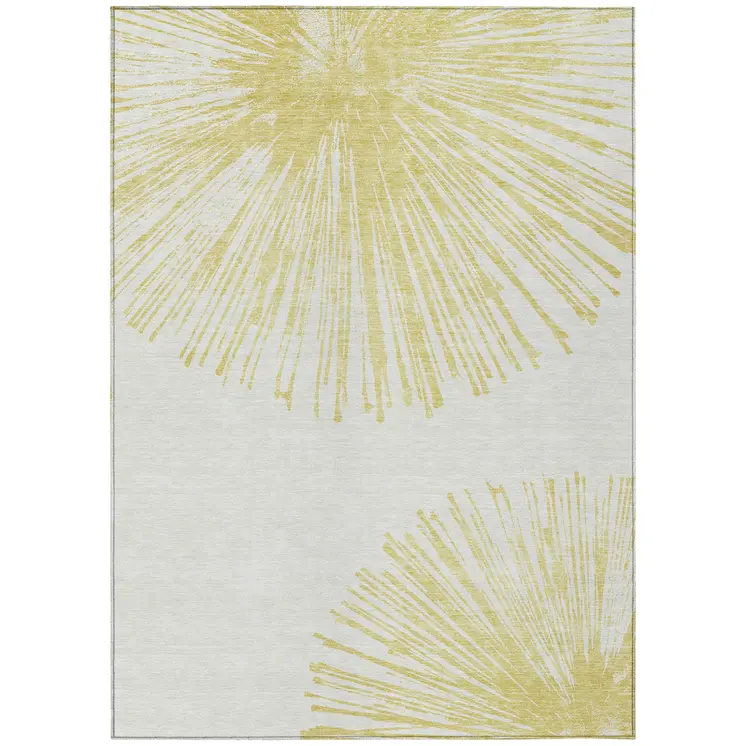10' X 14' Beige And Ivory Abstract Washable Indoor Outdoor Area Rug