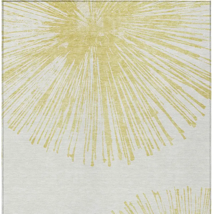 10' X 14' Beige And Ivory Abstract Washable Indoor Outdoor Area Rug
