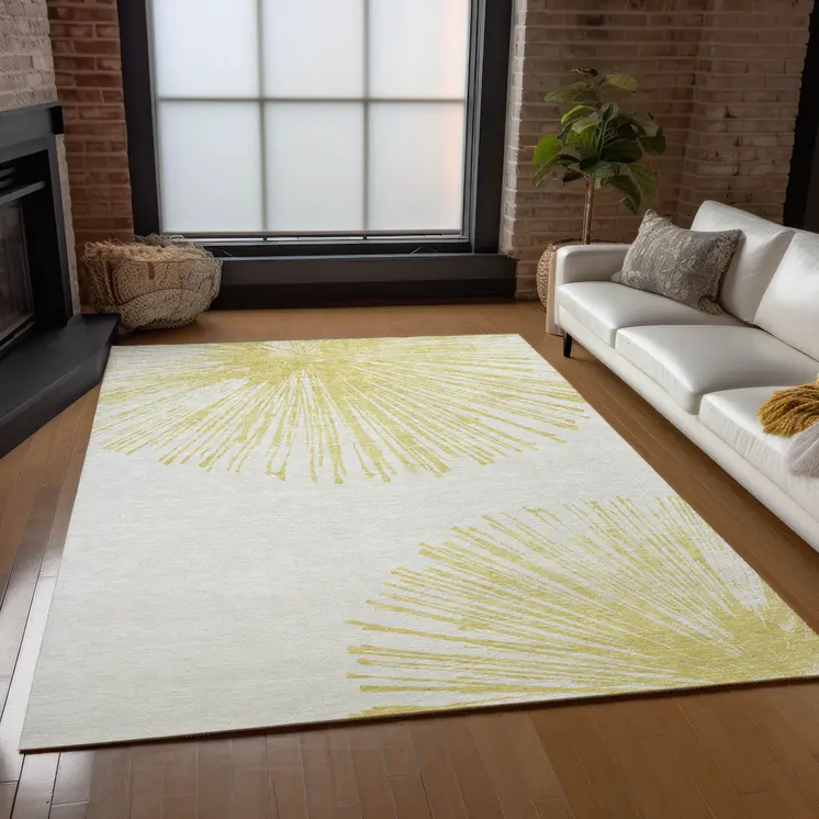 10' X 14' Beige And Ivory Abstract Washable Indoor Outdoor Area Rug