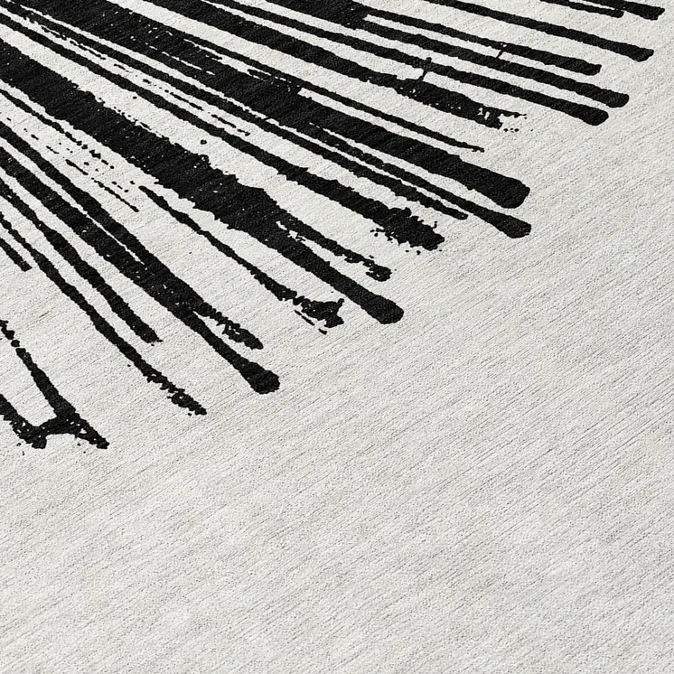 3' X 5' Black And Ivory Abstract Washable Indoor Outdoor Area Rug