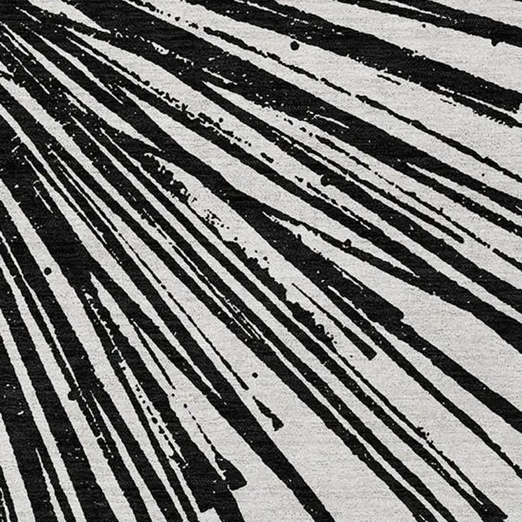 3' X 5' Black And Ivory Abstract Washable Indoor Outdoor Area Rug