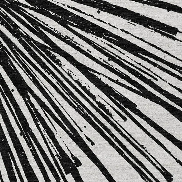 10' X 14' Black And Ivory Abstract Washable Indoor Outdoor Area Rug