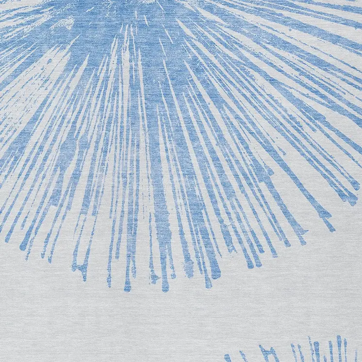 5' X 8' Denim Blue And Ivory Abstract Washable Indoor Outdoor Area Rug