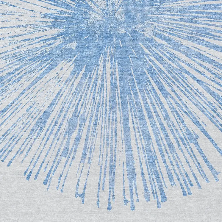 9' X 12' Denim Blue And Ivory Abstract Washable Indoor Outdoor Area Rug