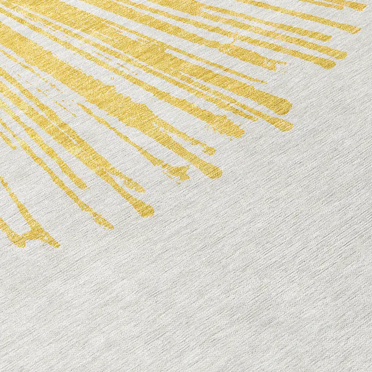 8' X 10' Gold And Ivory Abstract Washable Indoor Outdoor Area Rug