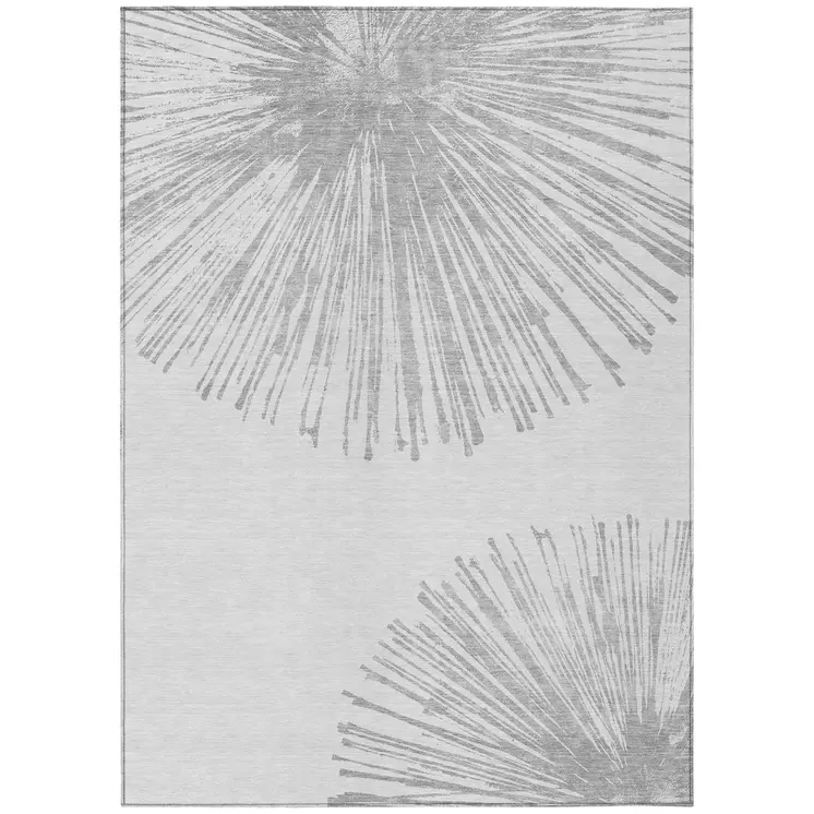 3' X 5' Gray And Ivory Abstract Washable Indoor Outdoor Area Rug