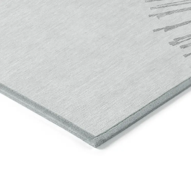 3' X 5' Gray And Ivory Abstract Washable Indoor Outdoor Area Rug