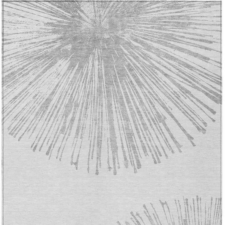 8' X 10' Gray And Ivory Abstract Washable Indoor Outdoor Area Rug