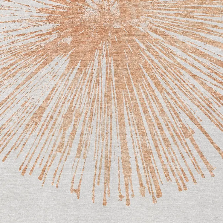 5' X 8' Salmon And Ivory Abstract Washable Indoor Outdoor Area Rug