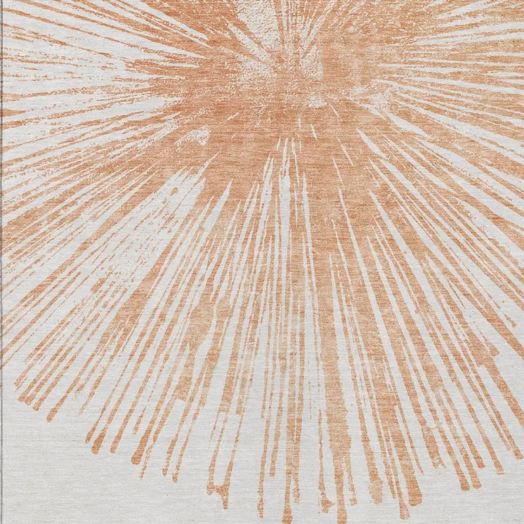 8' X 10' Salmon And Ivory Abstract Washable Indoor Outdoor Area Rug