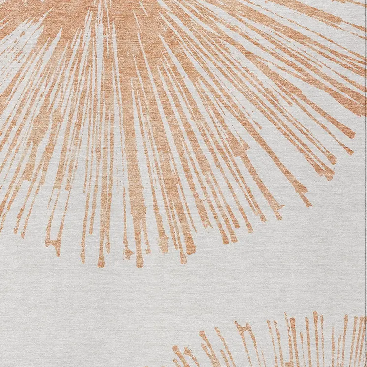 9' X 12' Salmon And Ivory Abstract Washable Indoor Outdoor Area Rug