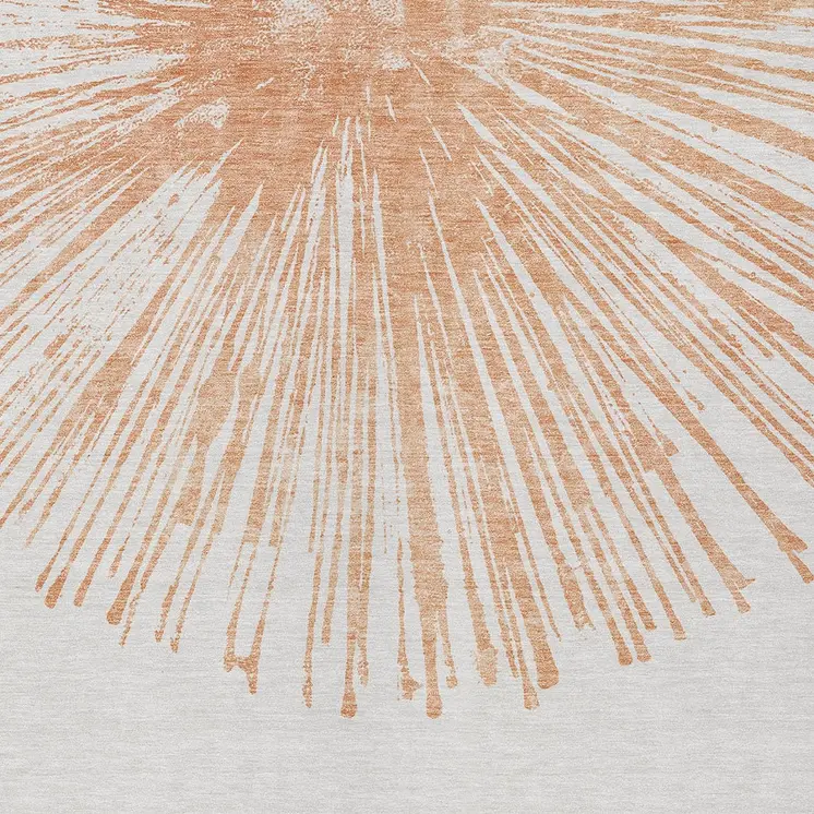 10' X 14' Salmon And Ivory Abstract Washable Indoor Outdoor Area Rug