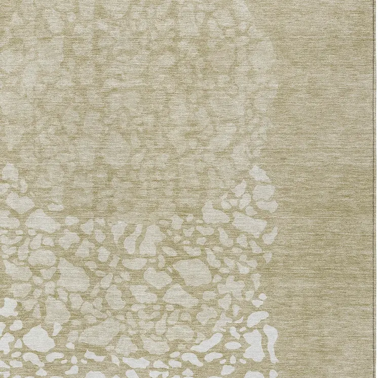 5' X 8' Beige Tan And Taupe Abstract Washable Indoor Outdoor Area Rug