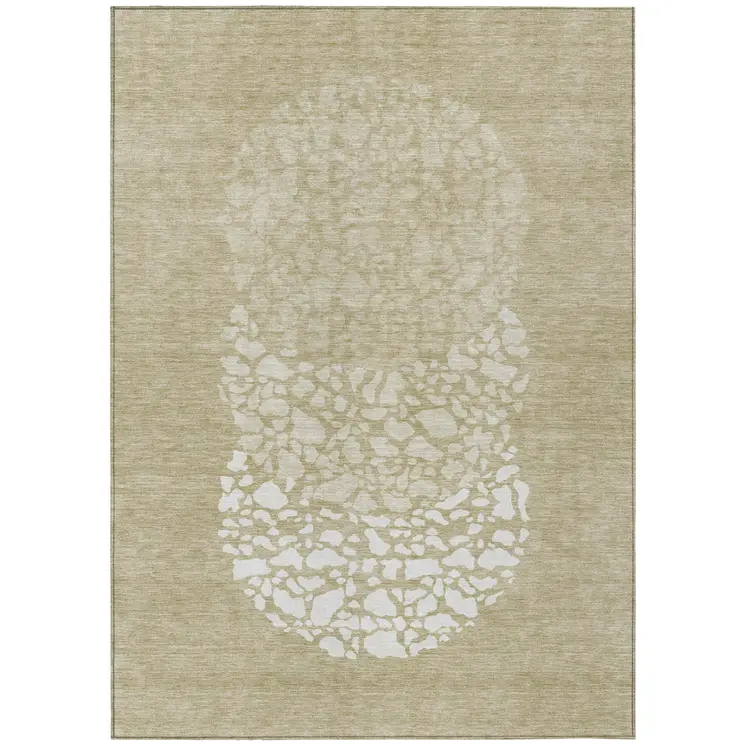 8' X 10' Beige Tan And Taupe Abstract Washable Indoor Outdoor Area Rug