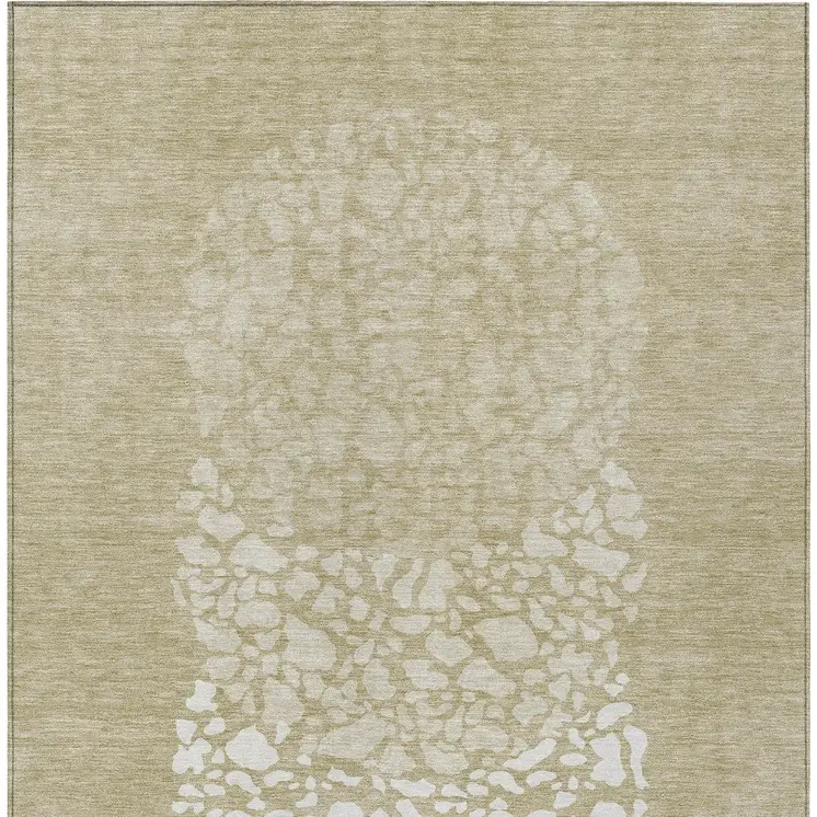 9' X 12' Beige Tan And Taupe Abstract Washable Indoor Outdoor Area Rug
