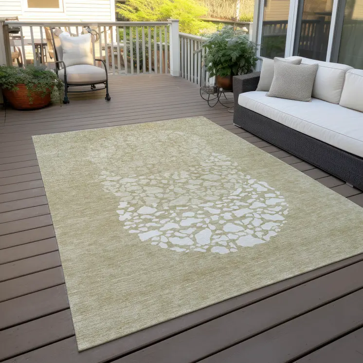 9' X 12' Beige Tan And Taupe Abstract Washable Indoor Outdoor Area Rug