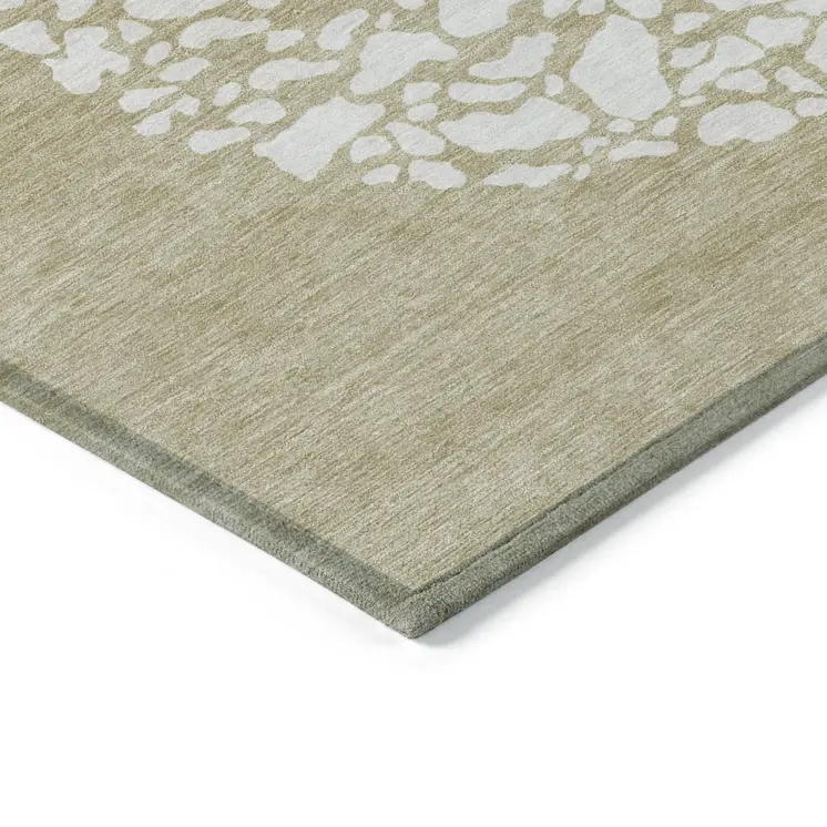 9' X 12' Beige Tan And Taupe Abstract Washable Indoor Outdoor Area Rug