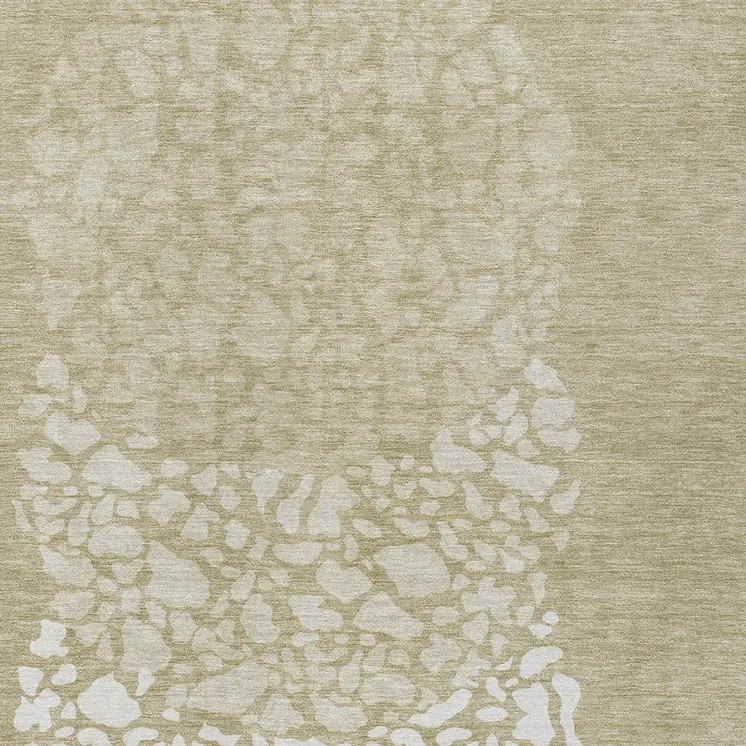 9' X 12' Beige Tan And Taupe Abstract Washable Indoor Outdoor Area Rug