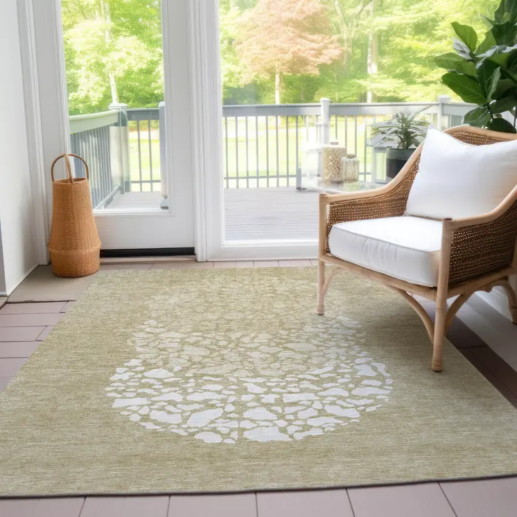 9' X 12' Beige Tan And Taupe Abstract Washable Indoor Outdoor Area Rug