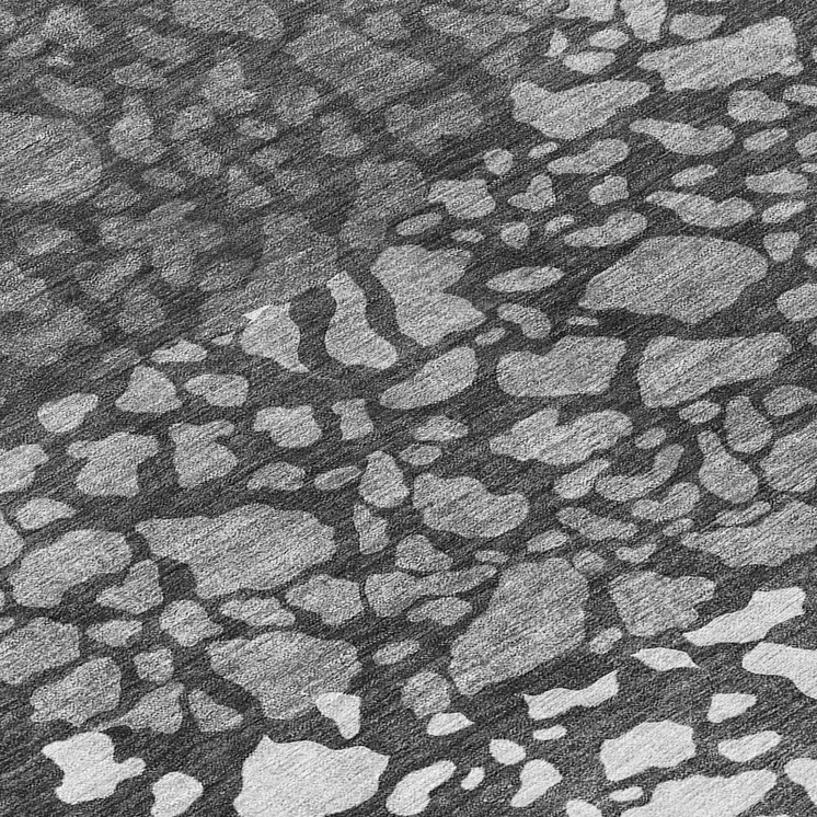 9' X 12' Charcoal Gray And Silver Abstract Washable Indoor Outdoor Area Rug