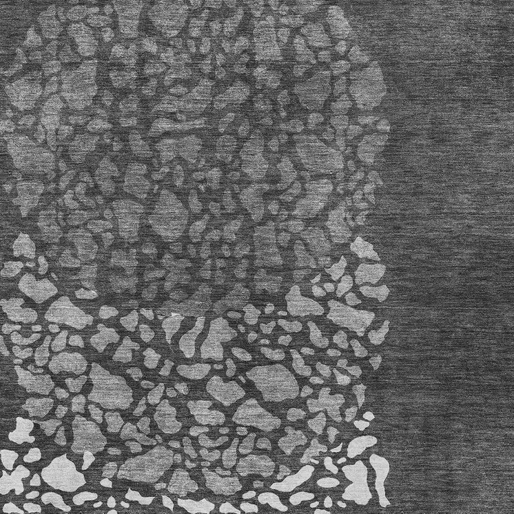 10' X 14' Charcoal Gray And Silver Abstract Washable Indoor Outdoor Area Rug