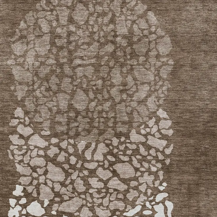 3' X 5' Chocolate And Taupe Abstract Washable Indoor Outdoor Area Rug