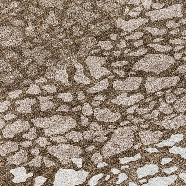 3' X 5' Chocolate And Taupe Abstract Washable Indoor Outdoor Area Rug
