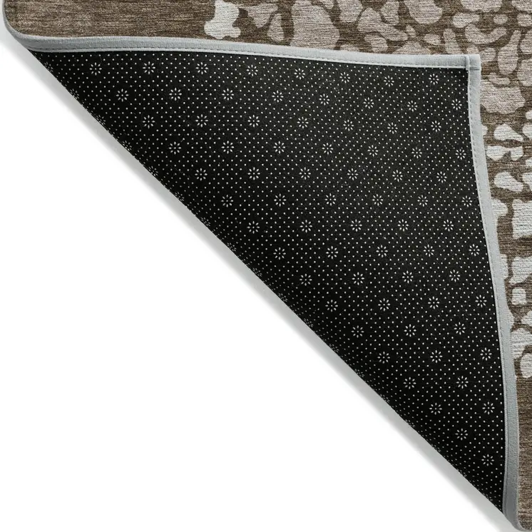 8' X 10' Chocolate And Taupe Abstract Washable Indoor Outdoor Area Rug
