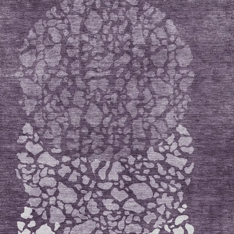 3' X 5' Eggplant Purple And Lilac Abstract Washable Indoor Outdoor Area Rug