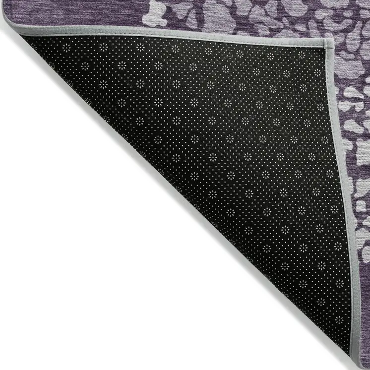 5' X 8' Eggplant Purple And Lilac Abstract Washable Indoor Outdoor Area Rug