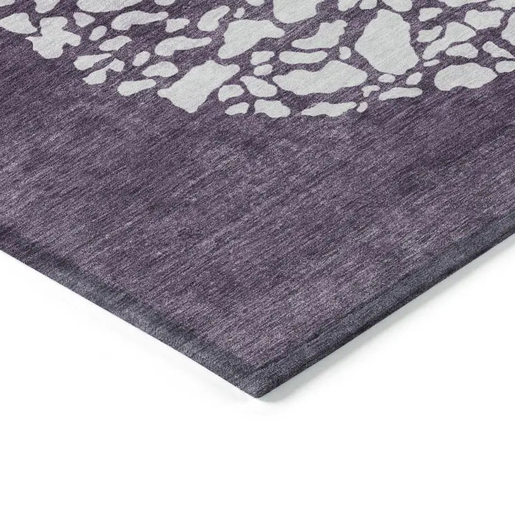 10' X 14' Eggplant Purple And Lilac Abstract Washable Indoor Outdoor Area Rug