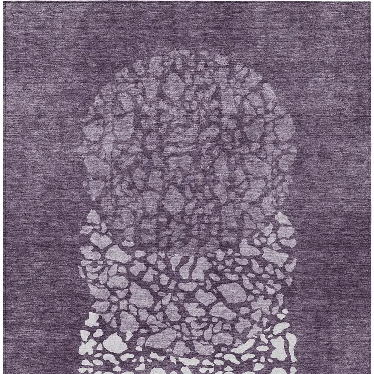 10' X 14' Eggplant Purple And Lilac Abstract Washable Indoor Outdoor Area Rug