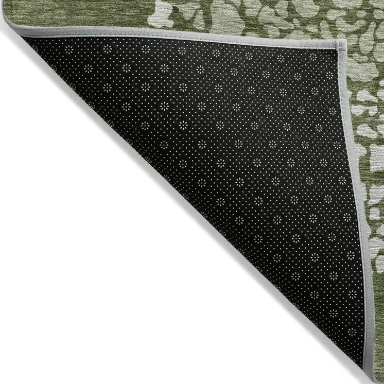 8' X 10' Olive Green And Artichoke Green Abstract Washable Indoor Outdoor Area Rug