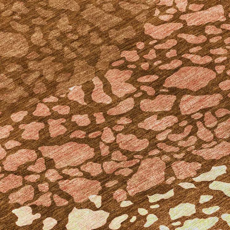 8' Orange Terra Cotta And Ivory Round Abstract Washable Indoor Outdoor Area Rug