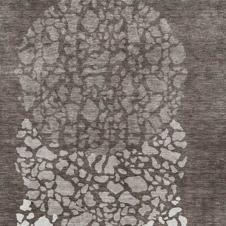 9' X 12' Taupe Brown And Ivory Abstract Washable Indoor Outdoor Area Rug