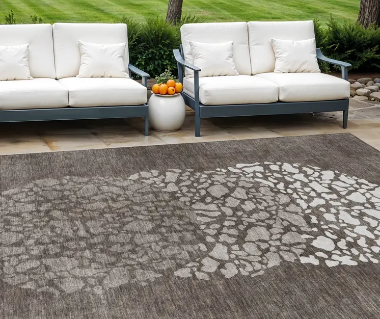 10' X 14' Taupe Brown And Ivory Abstract Washable Indoor Outdoor Area Rug