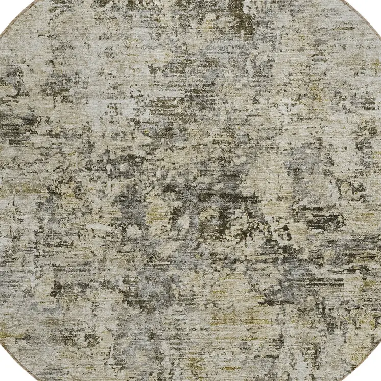 8' Taupe Beige And Gray Round Abstract Washable Indoor Outdoor Area Rug