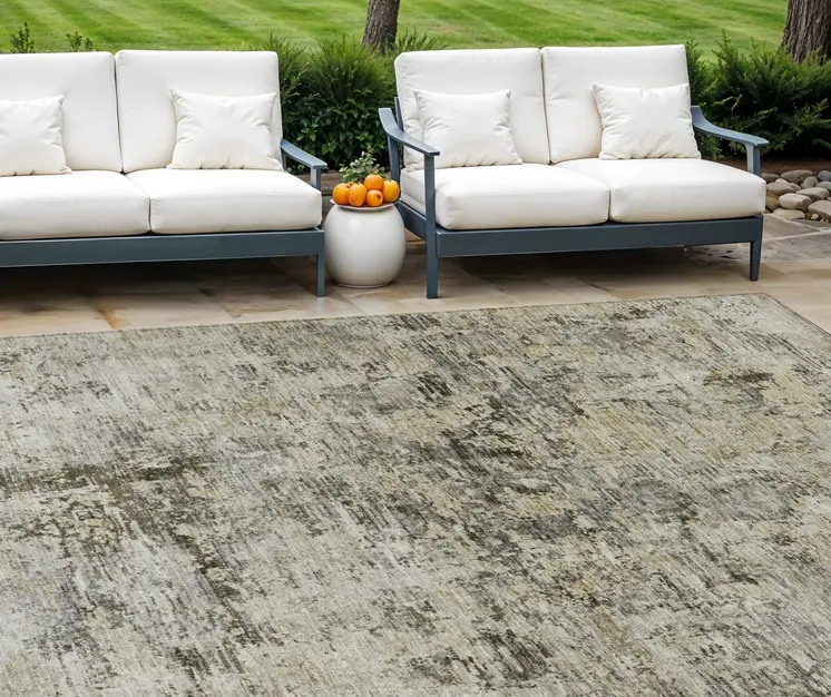 8' X 10' Taupe Beige And Gray Abstract Washable Indoor Outdoor Area Rug