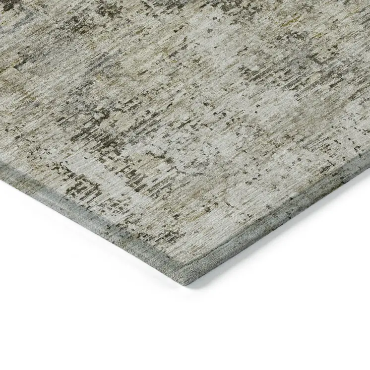 8' X 10' Taupe Beige And Gray Abstract Washable Indoor Outdoor Area Rug
