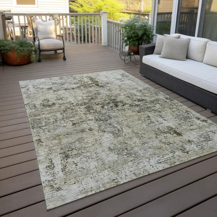 10' X 14' Taupe Beige And Gray Abstract Washable Indoor Outdoor Area Rug