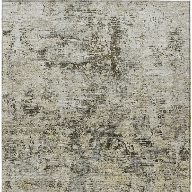10' X 14' Taupe Beige And Gray Abstract Washable Indoor Outdoor Area Rug