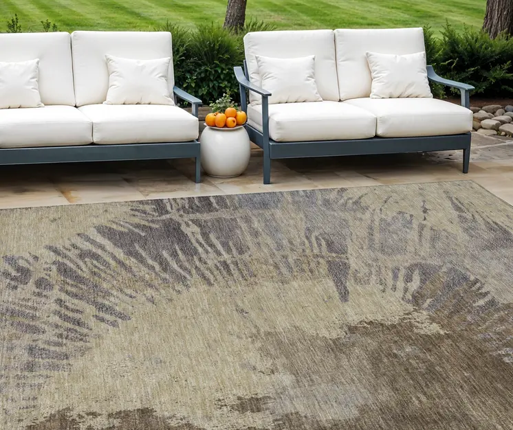 9' X 12' Brown Tan And Beige Abstract Washable Indoor Outdoor Area Rug