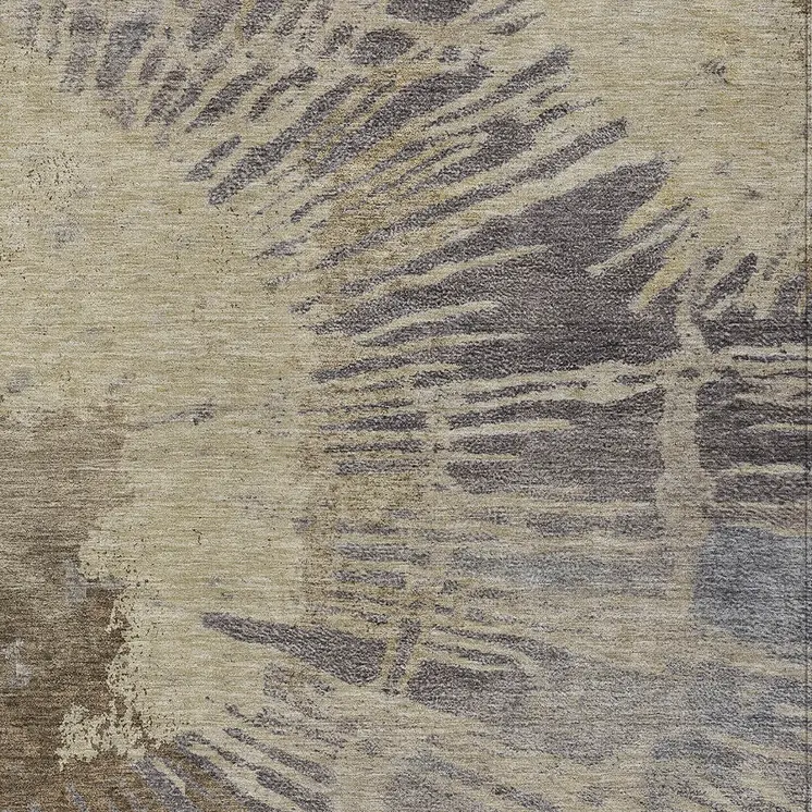 9' X 12' Brown Tan And Beige Abstract Washable Indoor Outdoor Area Rug